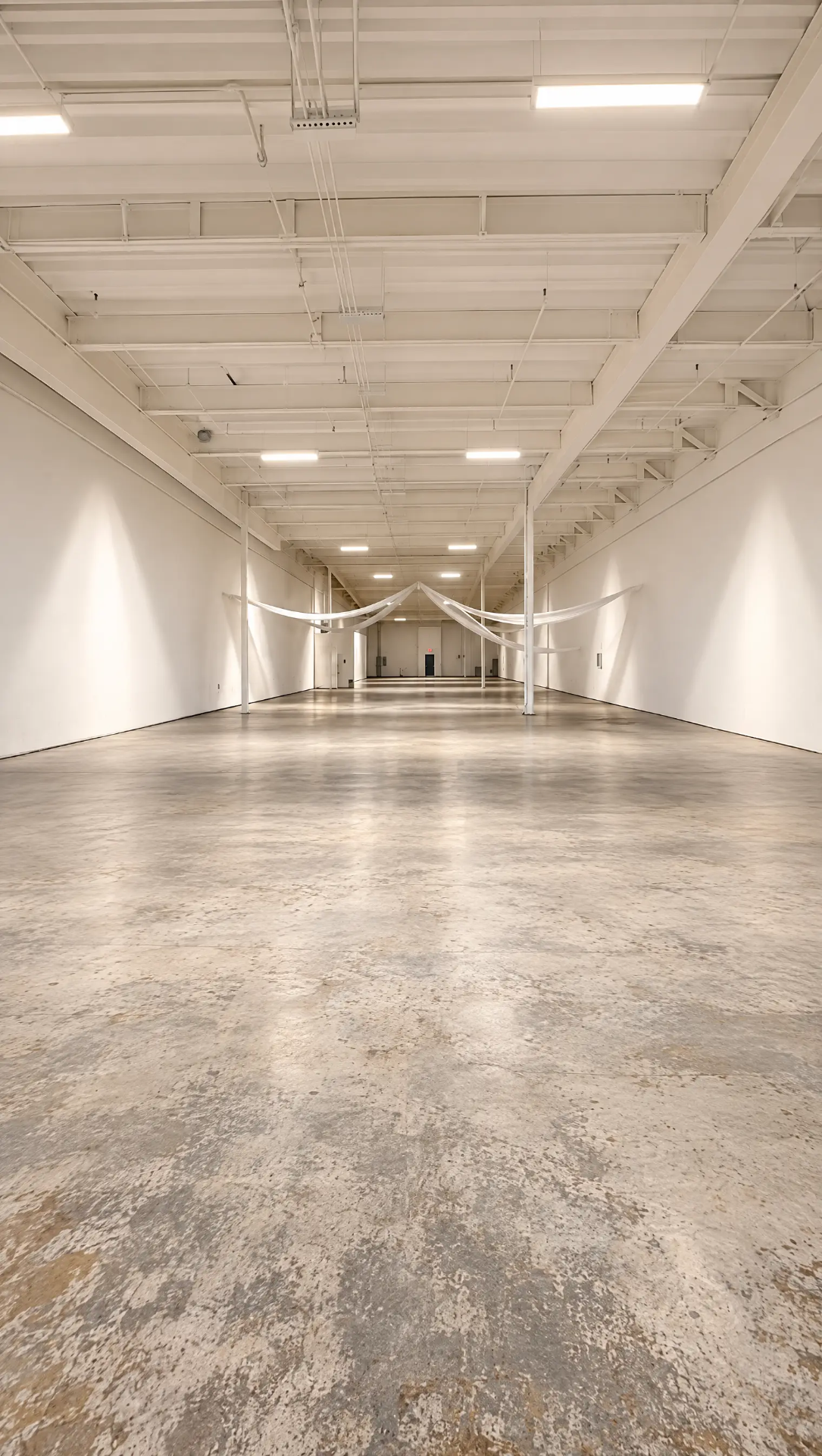 The Zion's open venue floor with white walls, high ceilings, and polished concrete
